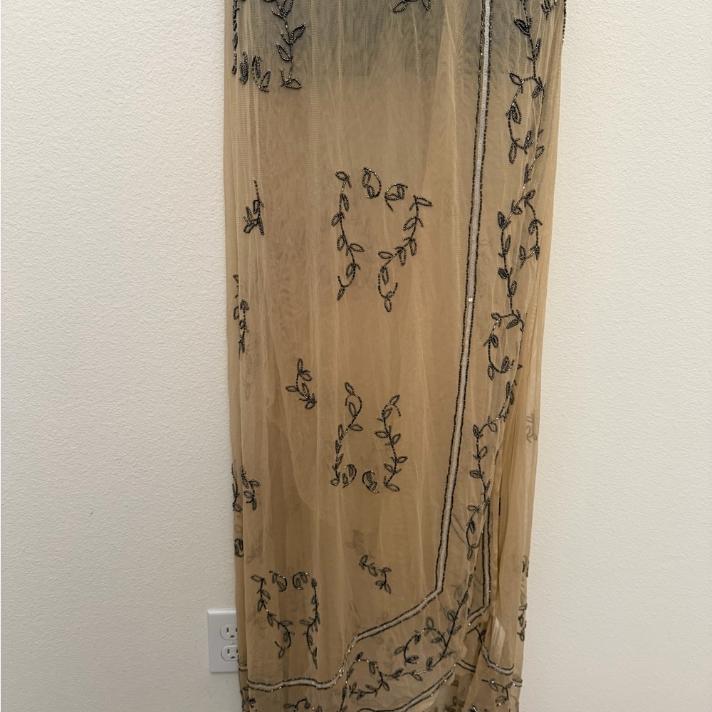 Free People Sheer sky fall beaded wrap dress sz Large - Picture 9 of 13